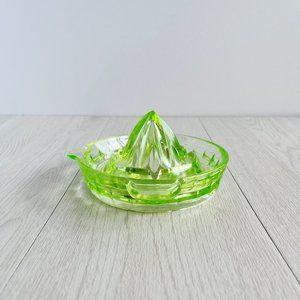 Green Vintage “Vaseline” Glass Citrus Juicer